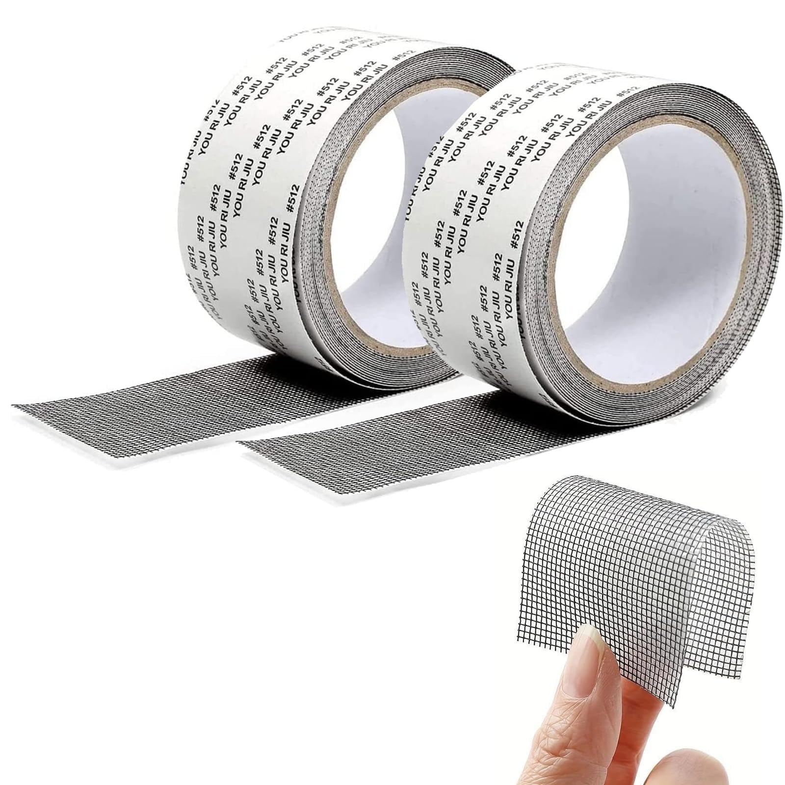 2 Pcs Nastro per Riparare Zanzariere, Nastro Adesivo in Fibra di Vetro per Finestre Insetto, Zanzariera Tessuto Fibra di Vetro Screen Repair Patch, 5cm x 200cm Grigio