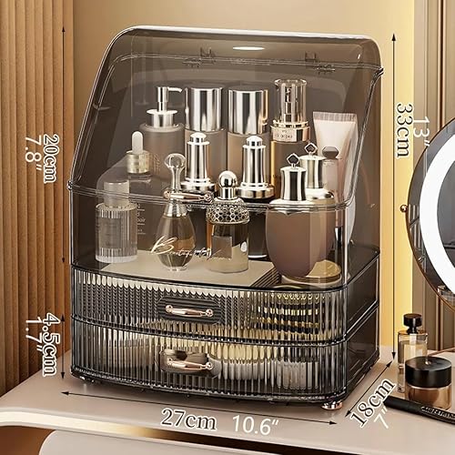 Miniatura 6 de Organizador de maquillaje para encimera y almacenamiento para tocador de baño, vitrinas portátiles de cosméticos de viaje con tapa y cajones, regalo