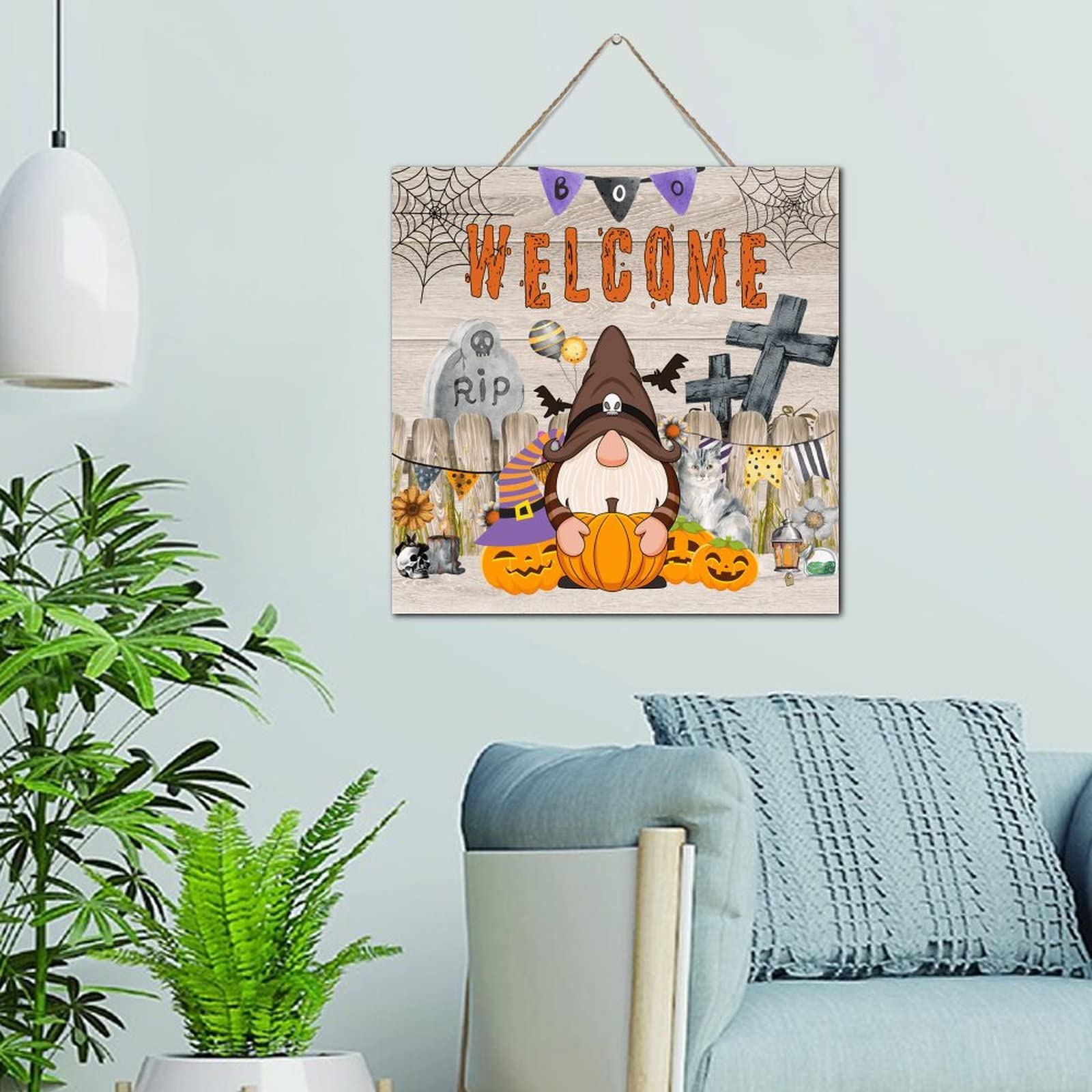 Plaque en bois Boo Fall Welcome pour partager la magie d'un Halloween en famille