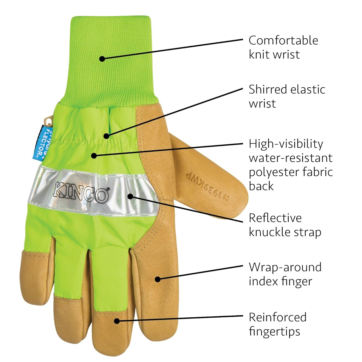 ❤ Crazy Deals Kinco Green Hi-Vis Lined Pigskin Leather Work Gloves (Style No. 1939KWP)