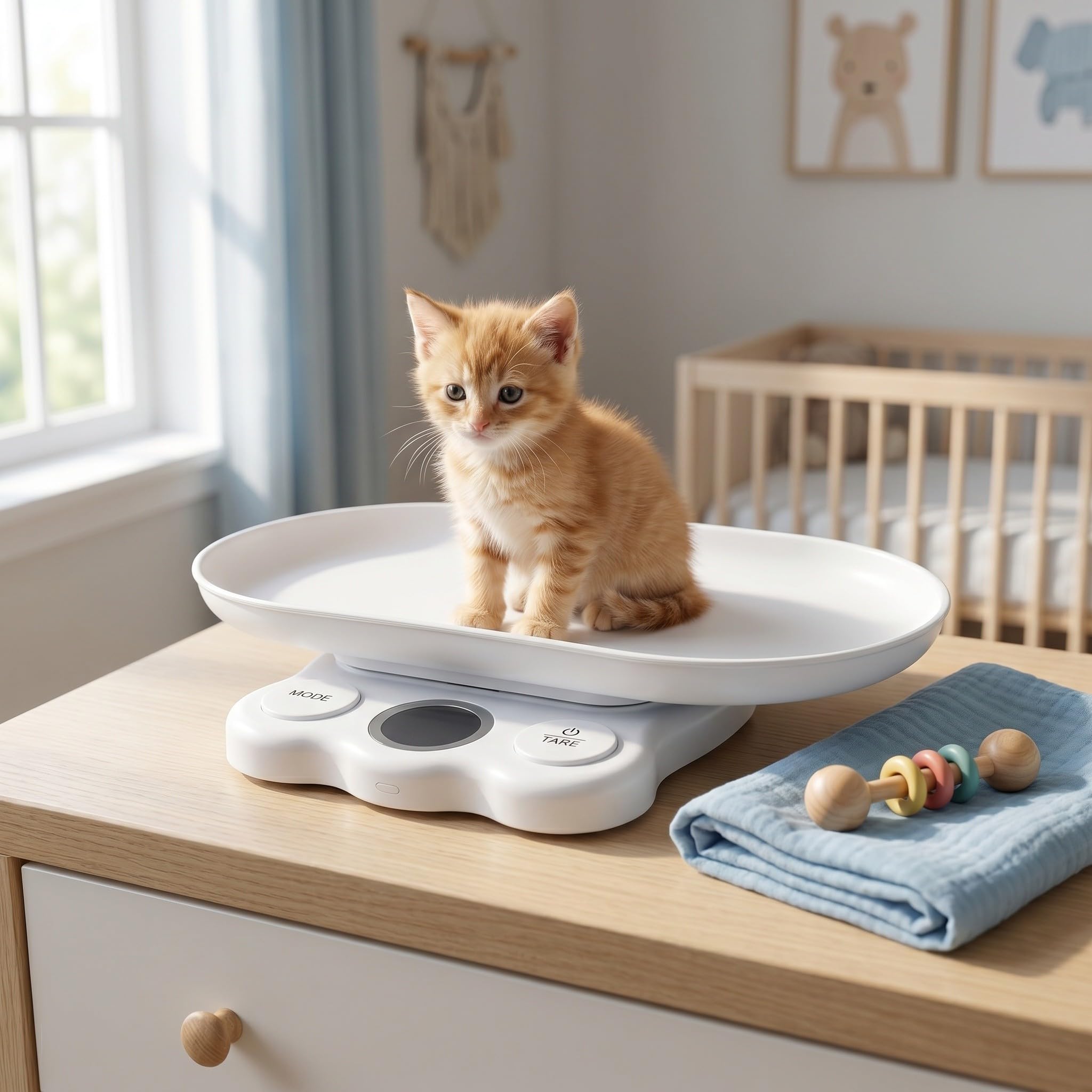 Kisangel Bilancia Digitale per Piccoli Animali Domestici - Bilancia di precisione con Display LCD per Cuccioli, Gattini e per pesare Il Cibo - Misura Fino a 15 kg con Alta precisione di 1 g (7