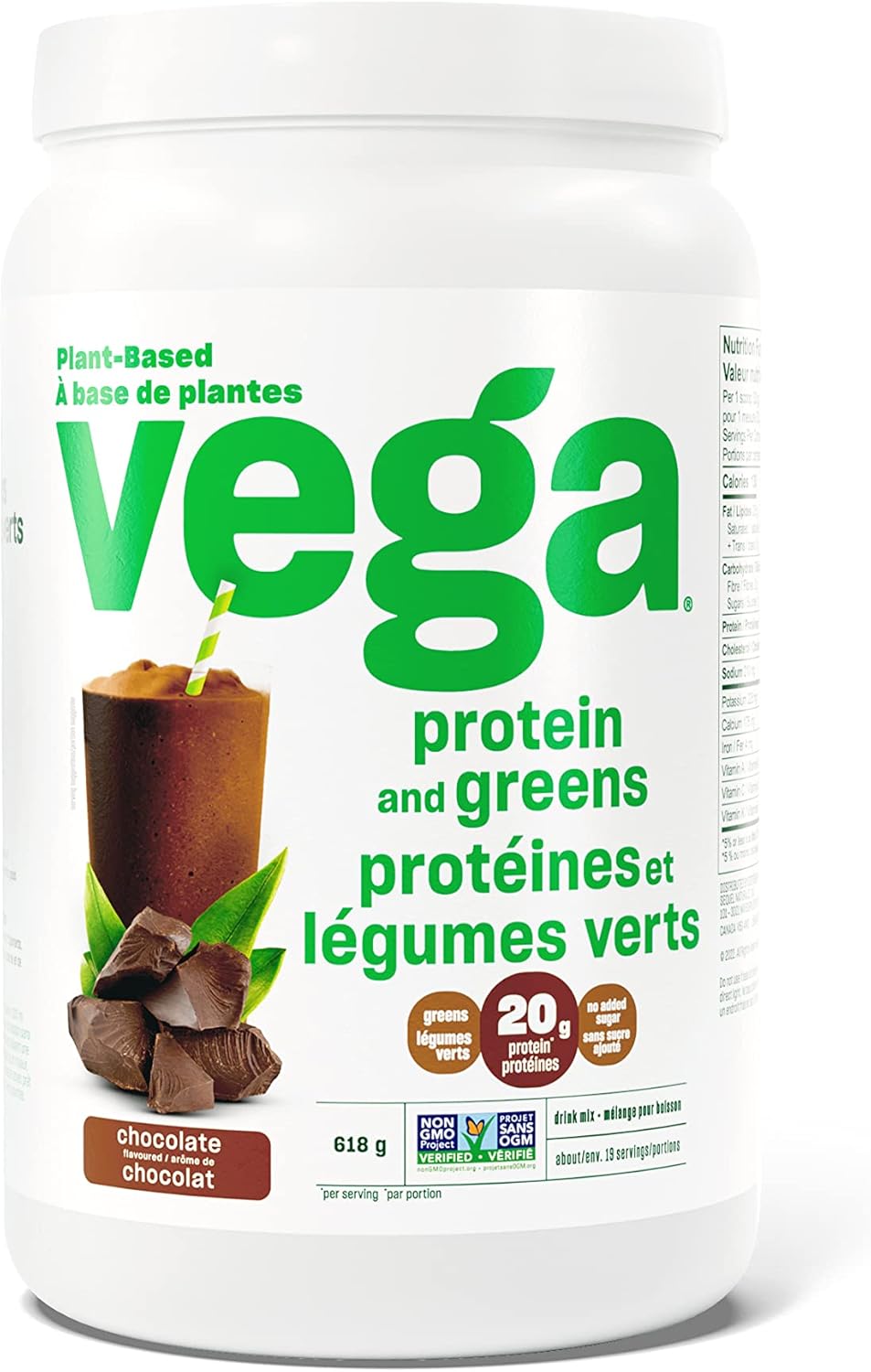 Vega Protein and Greens Chocolate (19 Servings) Plant Based Protein