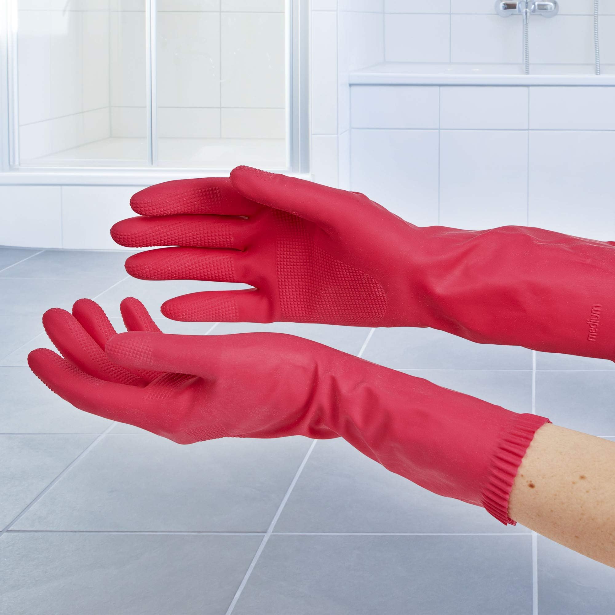Mapa - Usages Quotidiens - 12 paires de Gants de Ménage en Latex intérieur Coton - Protection et Solidité - 12 paires - Taille M/L