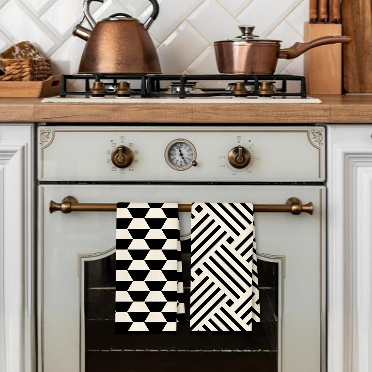 307 - Paños de cocina, color blanco y negro