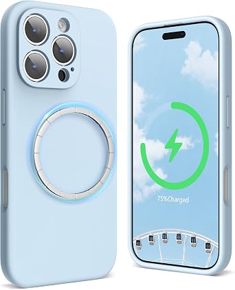 SURPHY Designed for iPhone 16 Pro Case Compatible with MagSafe 6.3 inch 2024, Liquid Silicone Phone Case Camera Protective, Soft Microfiber Lining, Cloud Blue