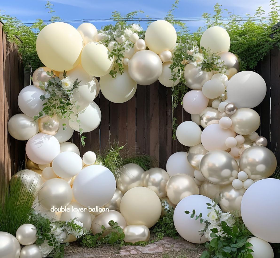 White Balloon Arch Kit Double Stuffed Ivory Beige Balloon Garland Blush Cream White Pearl Balloons for Baptism Baby Shower Birthday Bridal Shower Wedding Bachelorette Anniversary Party Decor