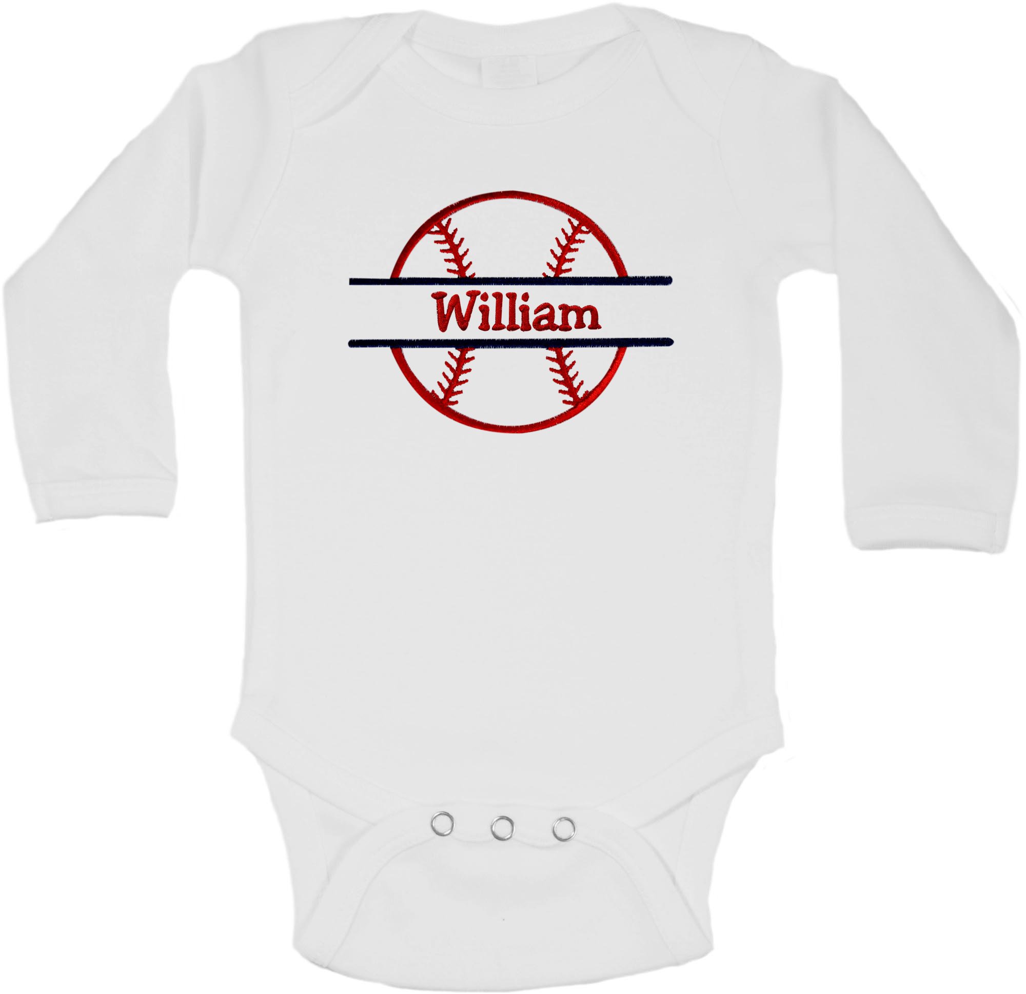 Funny Girl Designs Personalized Embroidered Baby Boys BASEBALL Bodysuit With Your CUSTOM NAME (Short Sleeve, 0-3 Months)