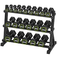 Hex Dumbbell Sets with Rack 290-840 lb Rubber Encased Exercise Fitness Dumbbells Set Hand Weight for Strength Training