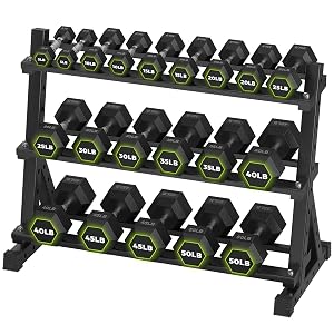 Hex Dumbbell Sets with Rack 290-840 lb Rubber Encased Exercise Fitness Dumbbells Set Hand Weight for Strength Training