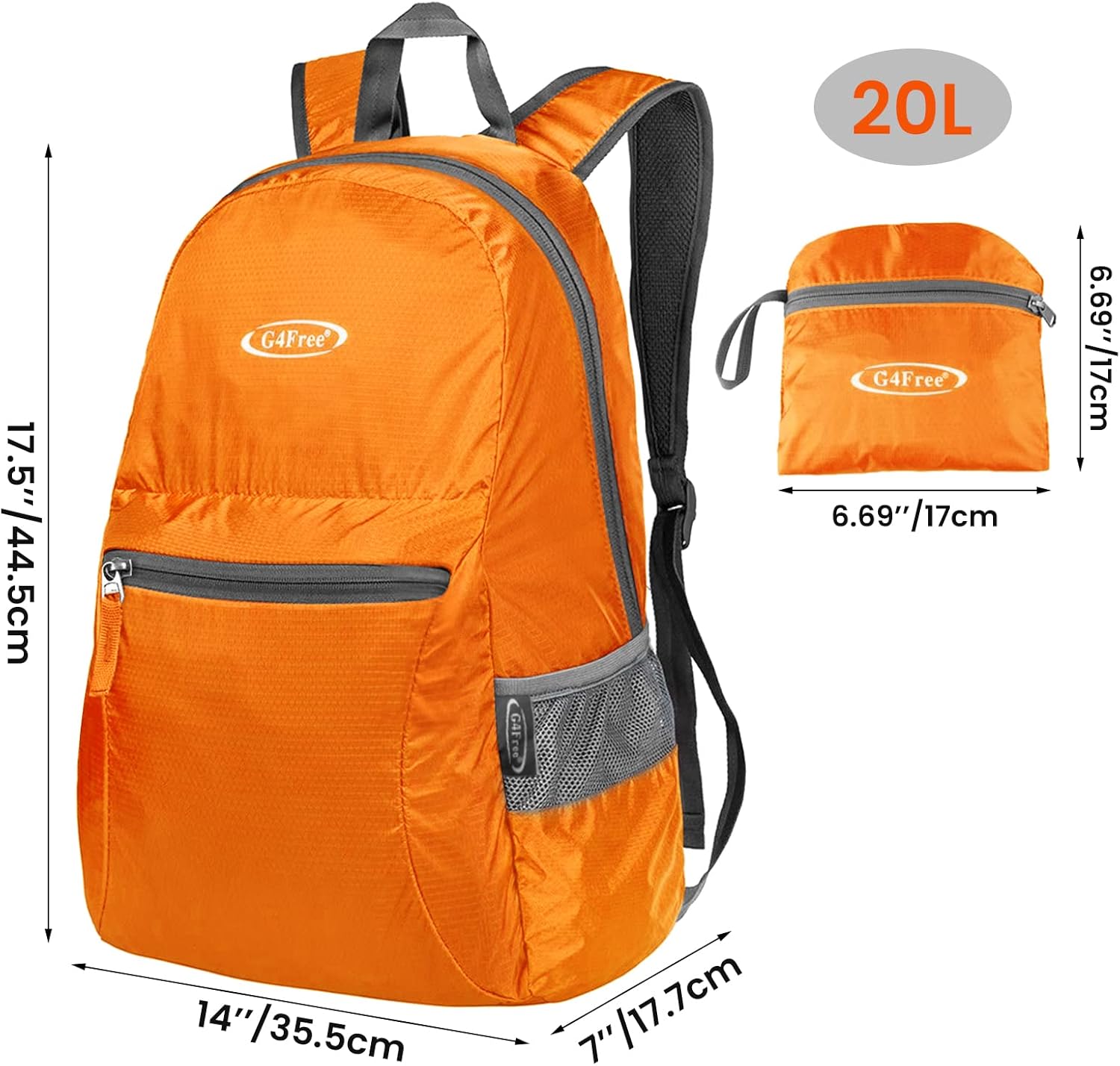 G4Free 20L Lightweight Packable Backpack Travel Hiking Daypack Foldable Backpack for Men Women - Image 2