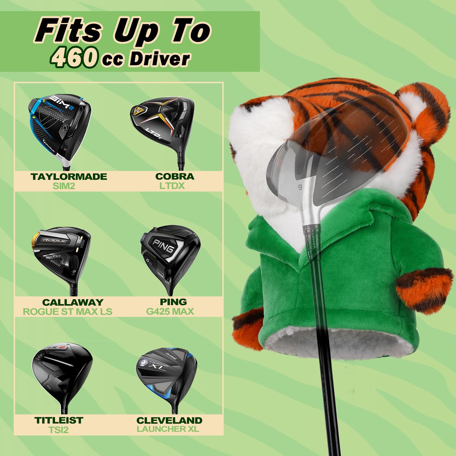 LZFAN Golf Club Covers for Woods and Drivers Funny Driver Headcover Animal Golf Club Head Covers Golf Gifts for Men Women Plush