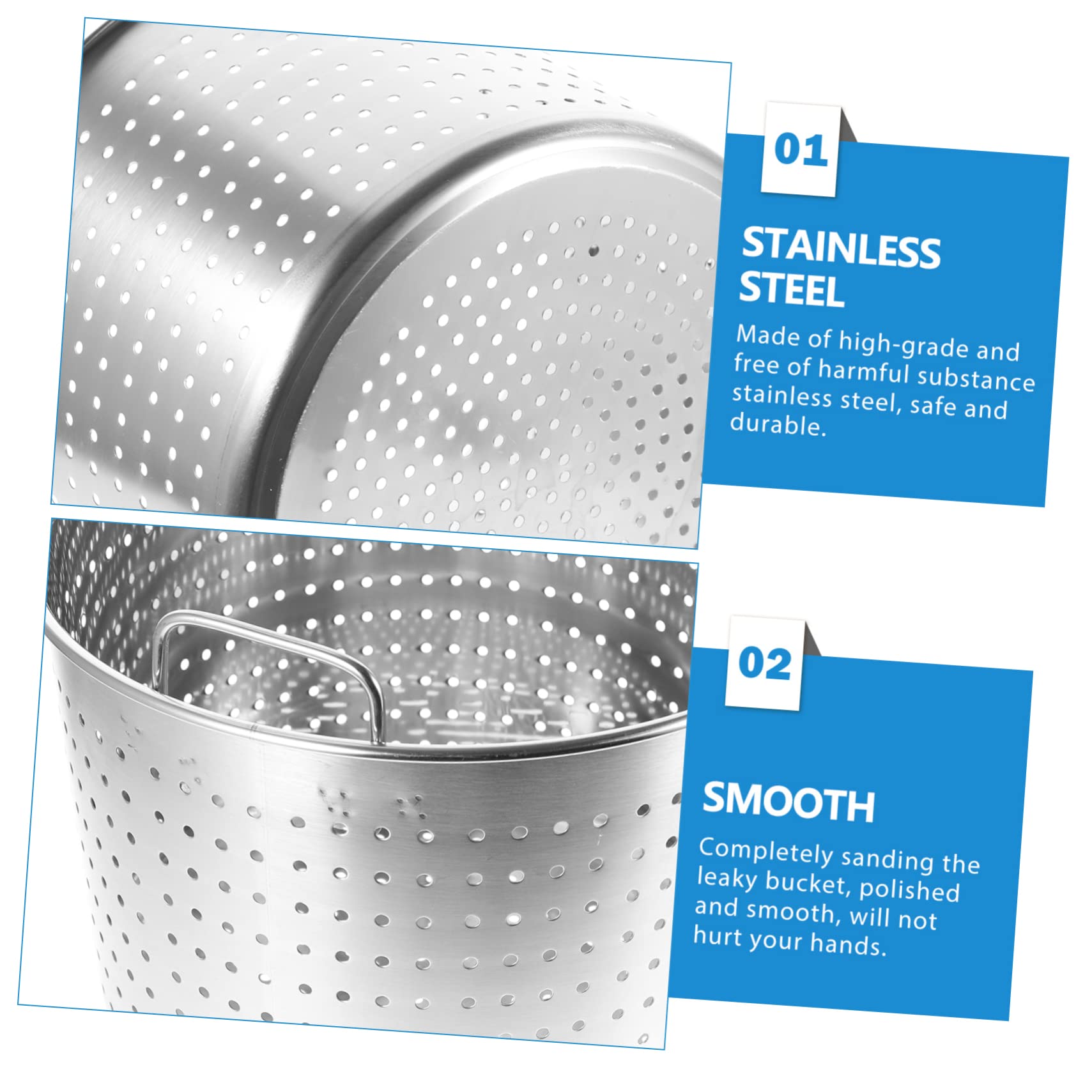Olla de Acero Inoxidable para Cangrejos de Río 35 Cm Cubo Filtrante Resistente Fugas Utensilio de Cocina para Drenar Líquidos y Aceite Uso Doméstico