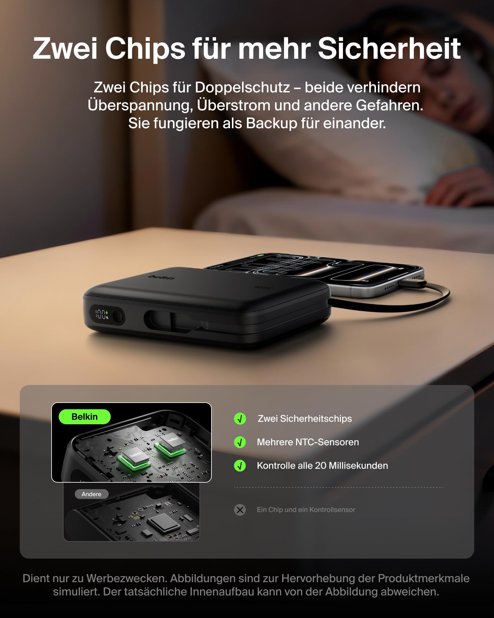 Belkin UltraCharge 20000mAh Power Bank, USB-C-Kabel und Anzeige – Schwarz