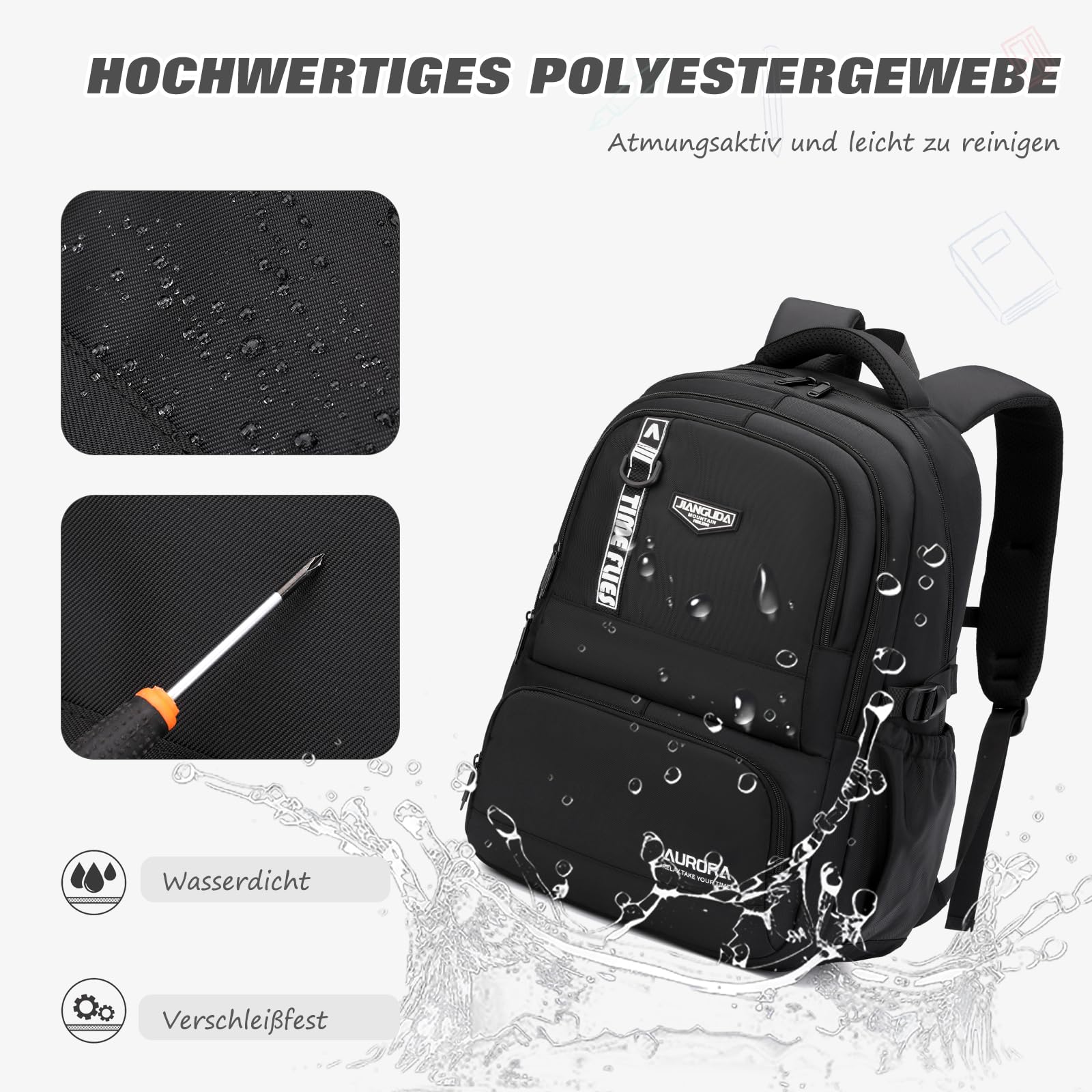 FANDARE Jungen Rucksack Leichter Schulrucksack Wasserdichter Laptop Tagesrucksäcke Schulranzen mit verstellbaren Trägern & gepolsterter Griff für Grundschule, Gymnasium, Universität, Bibliothek