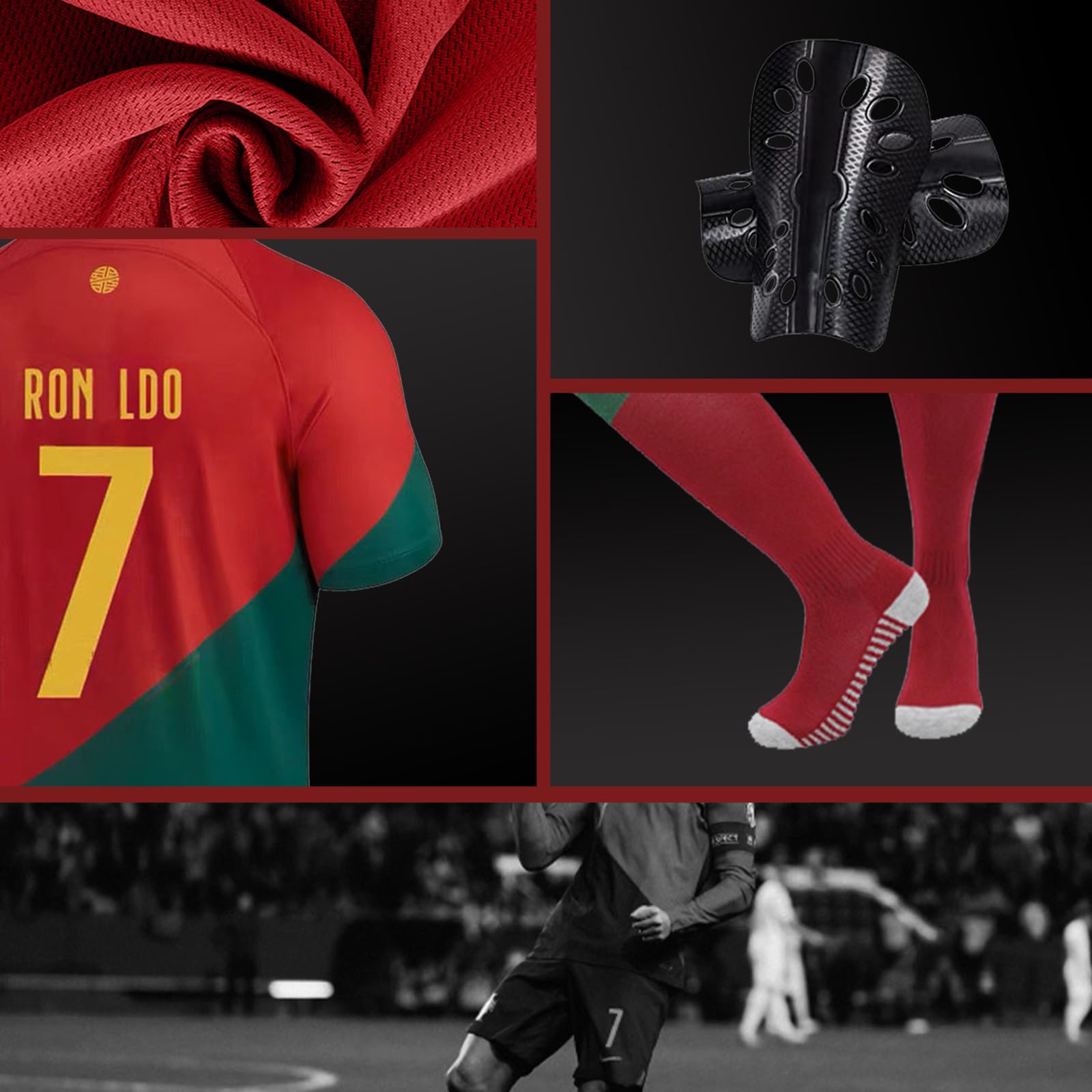 Ronronner Maglie da Calcio,7 Rosso Maglia T-Shirt, Maglia da Calcio per Bambini, Maglietta da Calcio per Bambini con Pantaloncini con Le Calze per Bambino Ragazzo