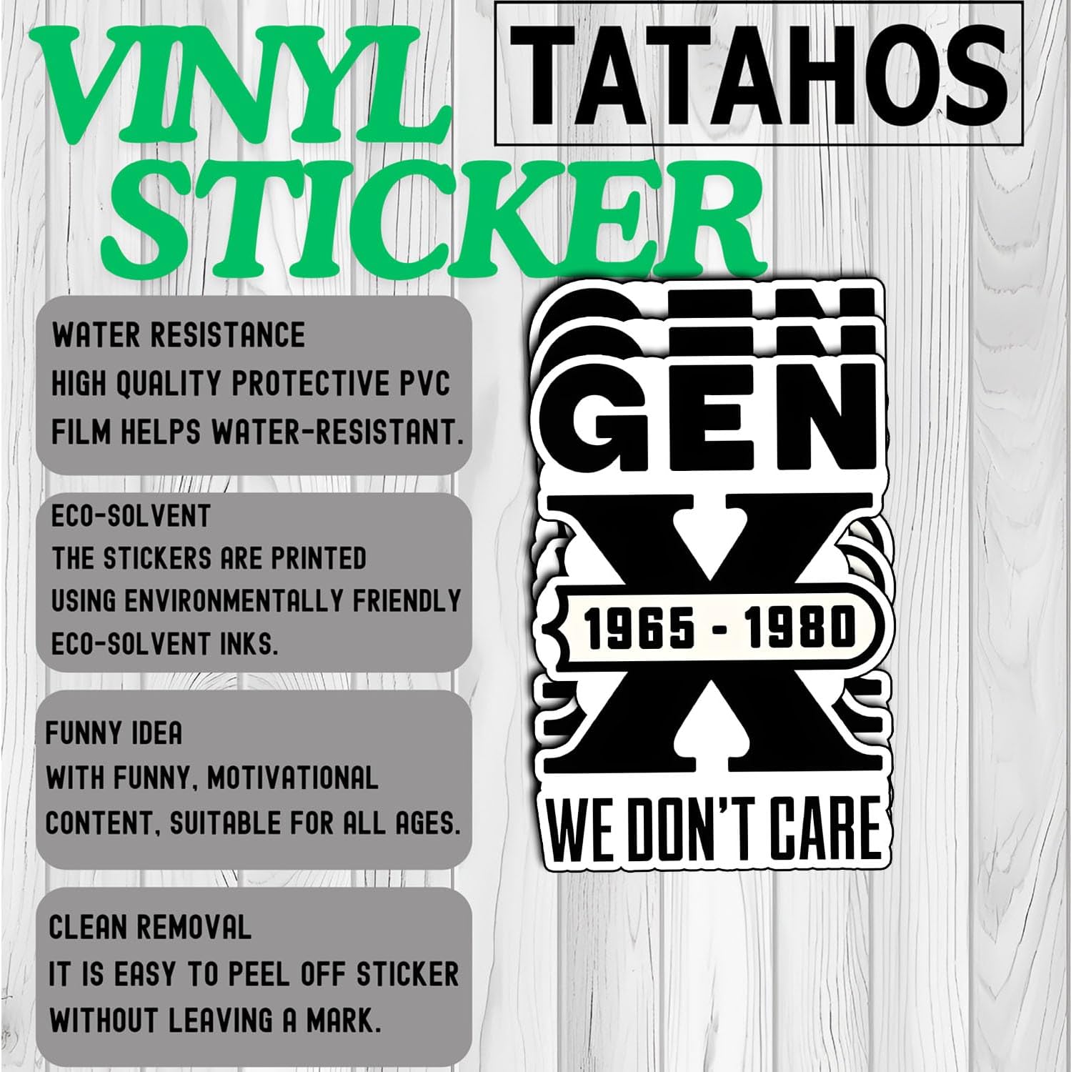 (3Pcs) Gen X 1965–1980 We Don’t Care Stickers Funny Sarcastic Quote Humor Motivational Inspirational Gifts Waterproof Vinyl Decals for Kindle Water Bottle Bumper Car Hard Hat Phone Laptop 3x2 - Image 3