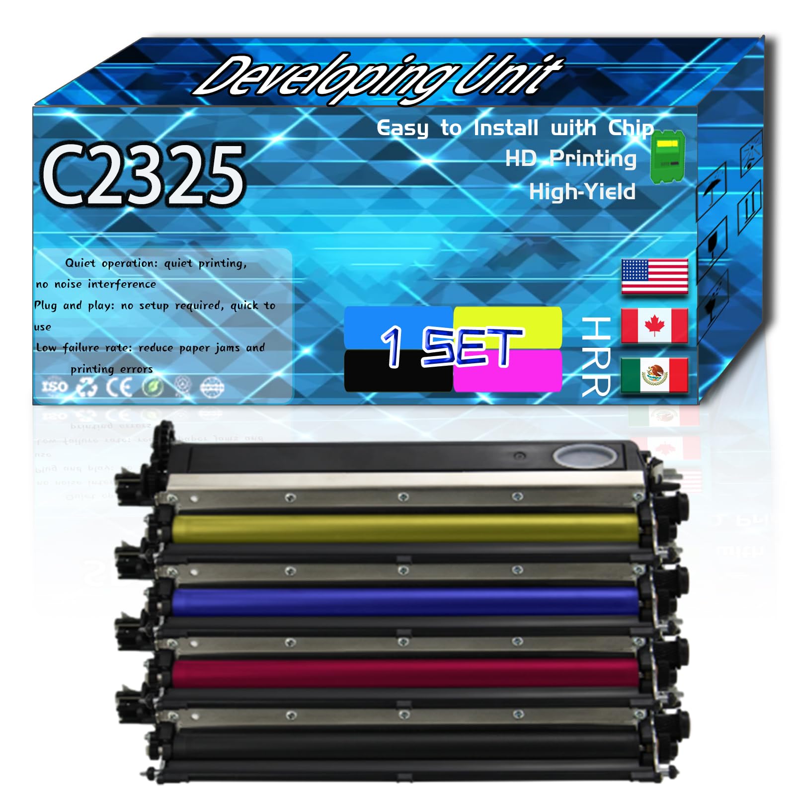 Compatible for Lexmark C2325 Replacement Developing Unit Used with MC2425adw MC2535adwe MC2640adwe Printers, High Production Multiple Options (4-Pack BK/C/M/Y)