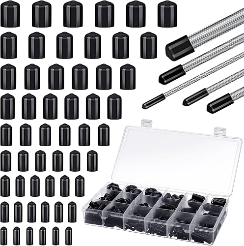Zonon 300 tapas de goma flexibles de rosca de tornillo cubiertas de pernos de goma en 9 tamaños 0.059 in, 0.098 in, 0.138 in, 0.177 in, 0.256 in,