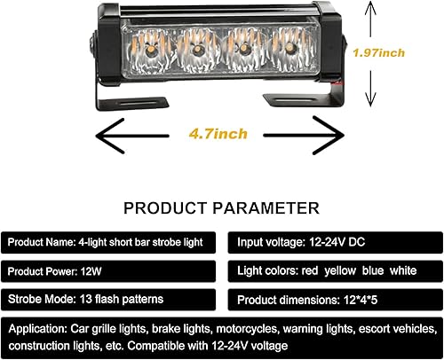 Miniatura 2 de Tira de luz de advertencia de tráfico intermitente de emergencia 2 en 1, luz intermitente de advertencia de seguridad, adecuada para camiones,