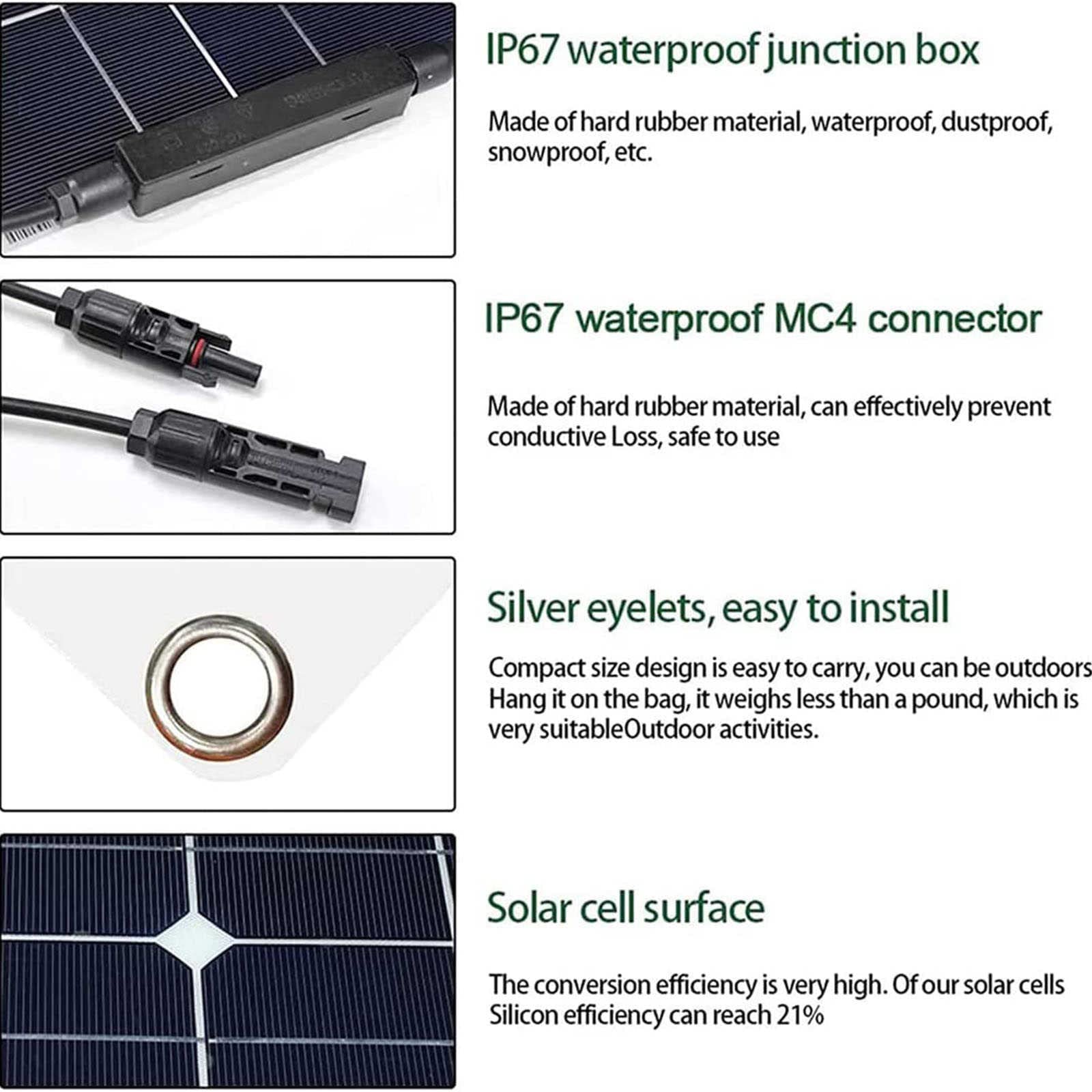 Panel Solar de Silicio Monocristalino - Cargador de Batera Solar USB de Salida Controlador de Carga Solar - para Autocaravana Caravana Barco automvil Carga de energa de batera Kits solares