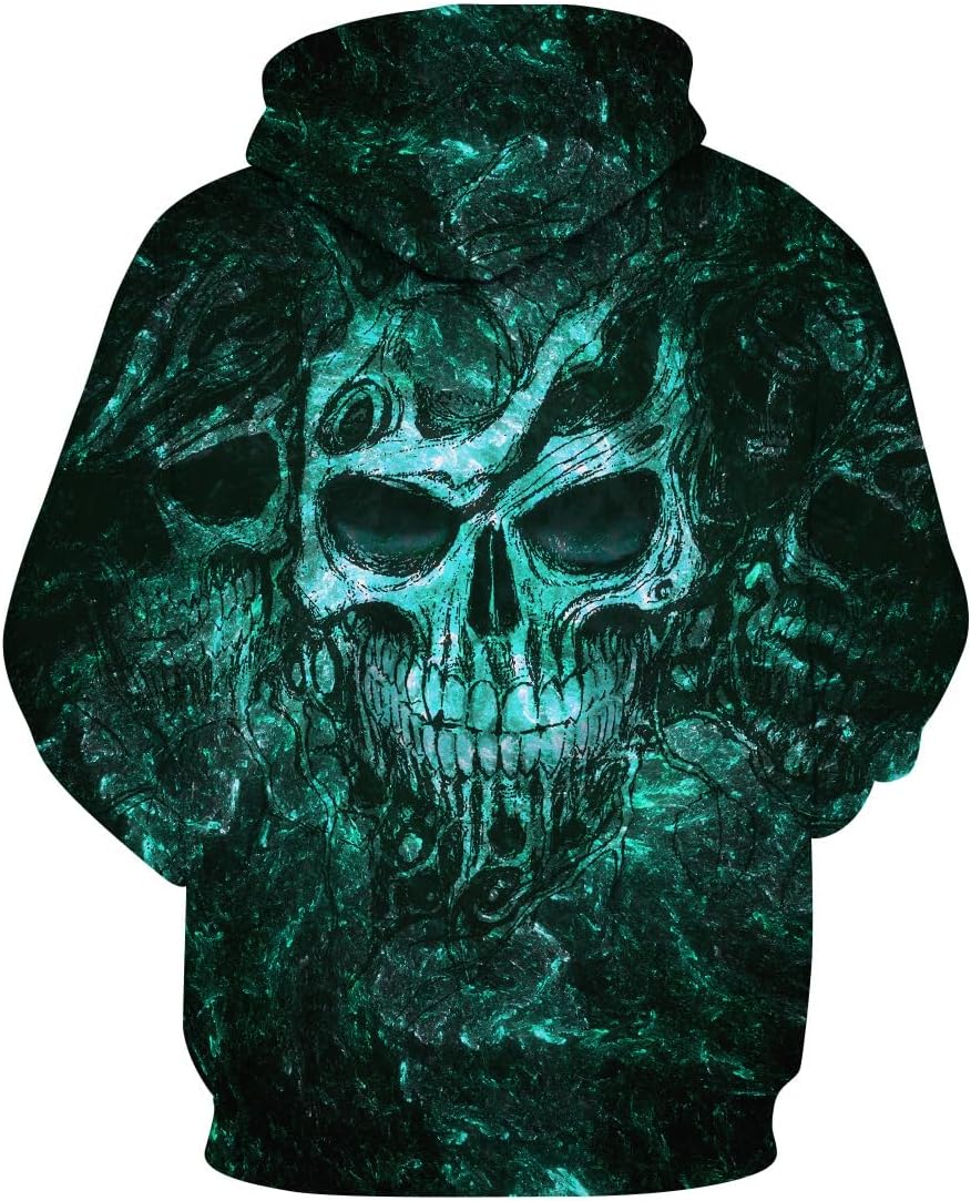 Mens Skull 3D Graphic Print Hoodie Sweatshirts Pullover Tops with Pocket - Image 5