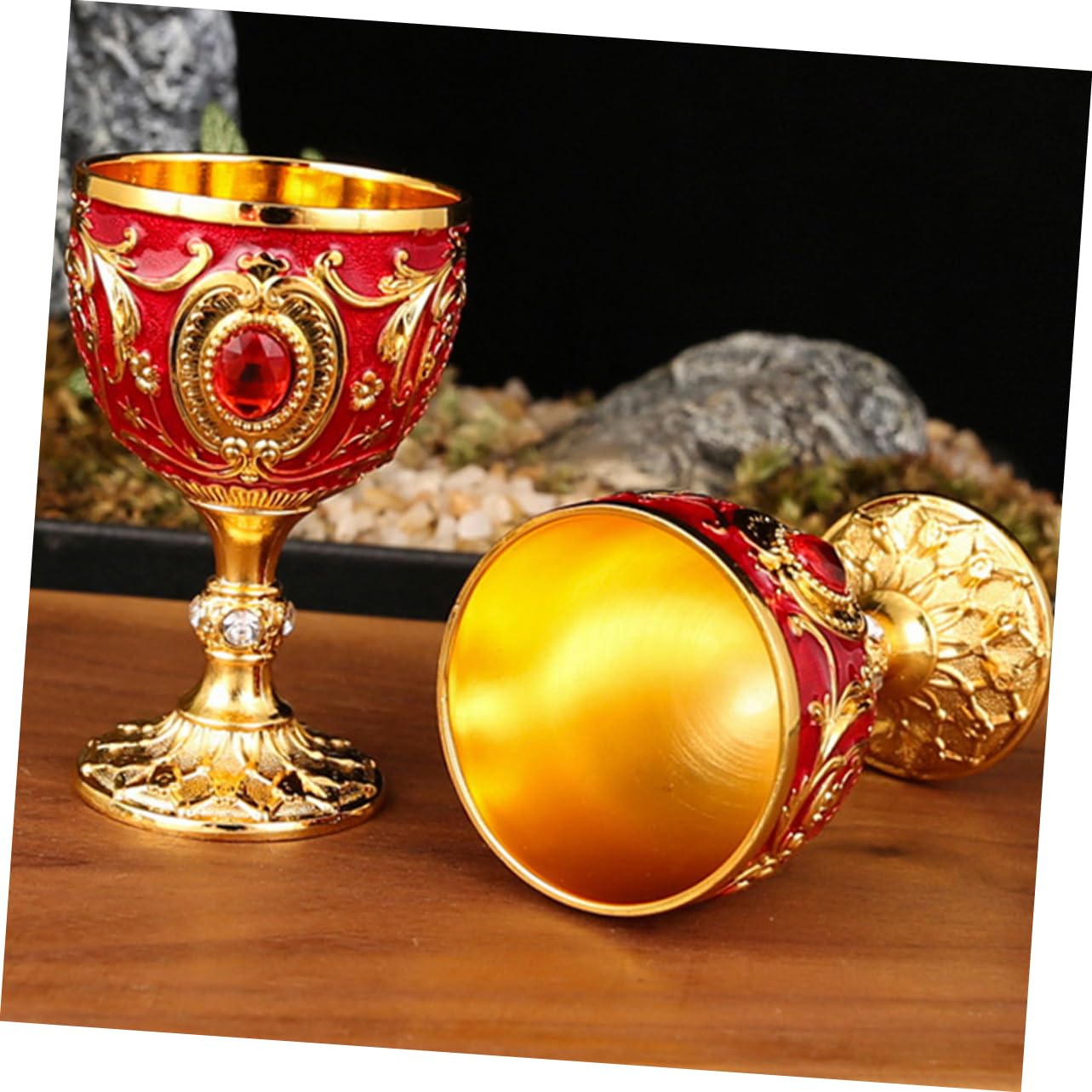 MAGICLULU Copas Medievales 6 Piezas Vaso De Bebida para El Hogar Copa del Templo Copas De Comunion Taza Copa Copa Copas De Vino Copa De Vino Casera Europeo Taza Retro Rojo Aleación De Aluminio