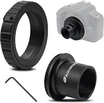 Astromania 1.25" T-Adapter - Bundle with - Metal T-Ring Adapter for Nikon DSLR/SLR
