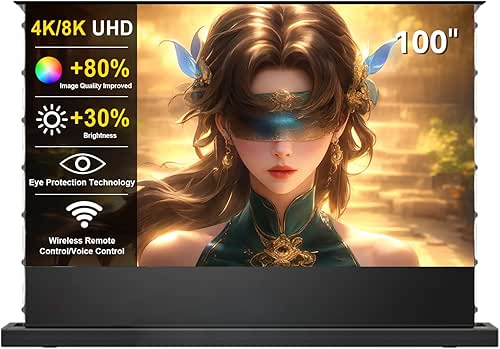 IN&VI 100" Matte White Floor Rising Projector Screen Motorized for