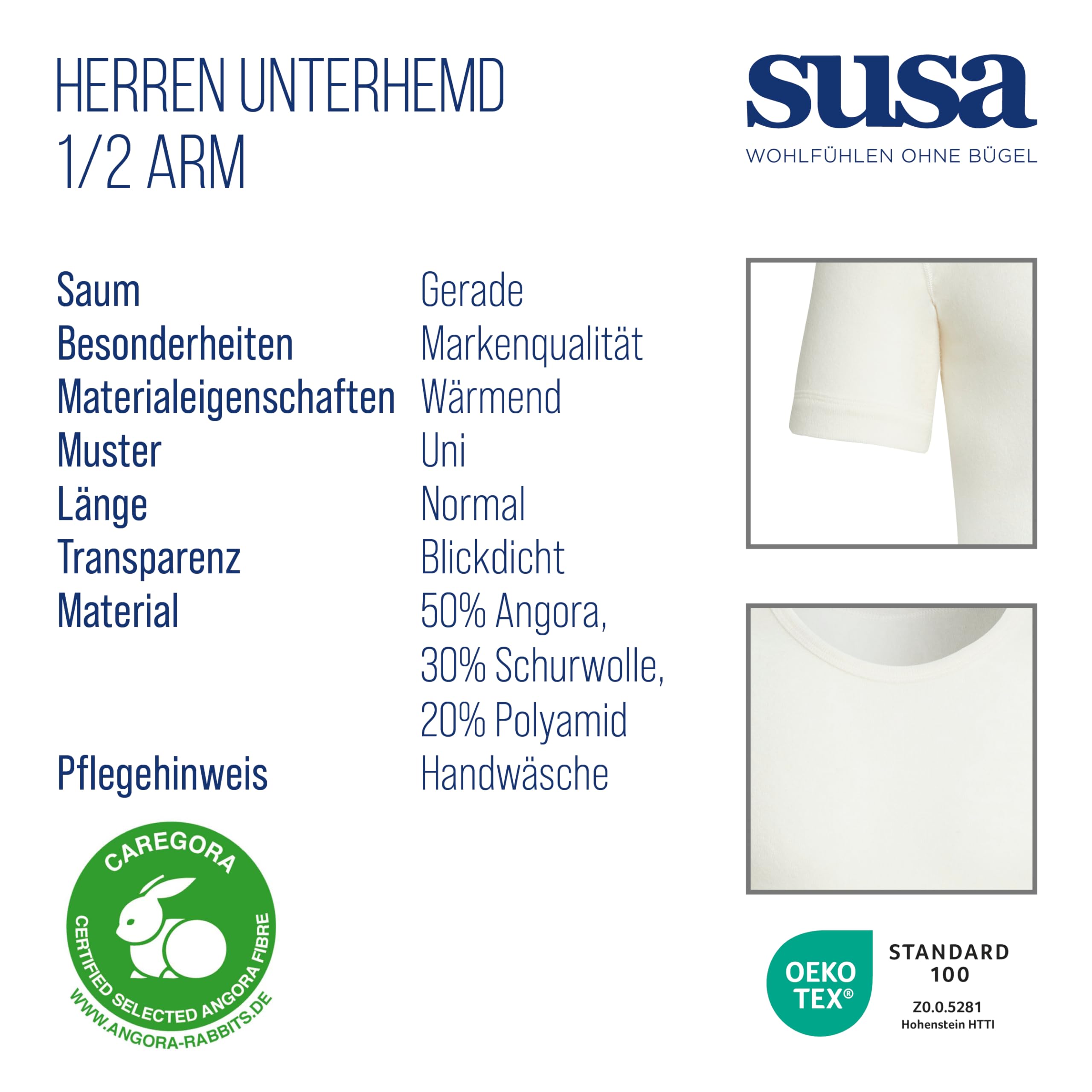 Susa Herren Angora Unterhemd S8050090 Thermounterwäsche - Oberteil