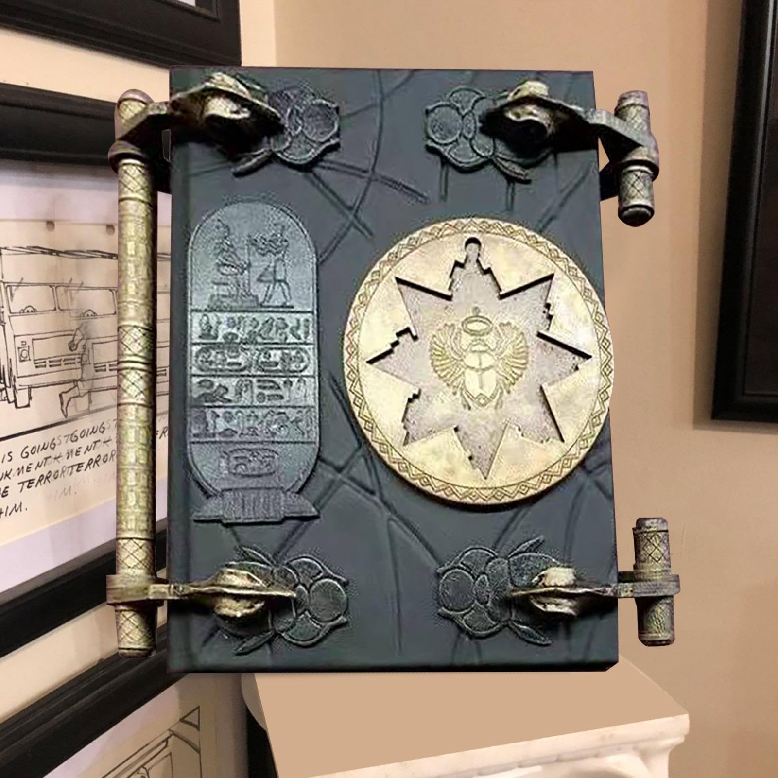 Mummia Prop Repliche Libro dei Morti - Scultura in resina fatta a mano, manufatto magico egiziano antico, decorazione realistica in stile film | Ornamento da collezione per regalo souvenir