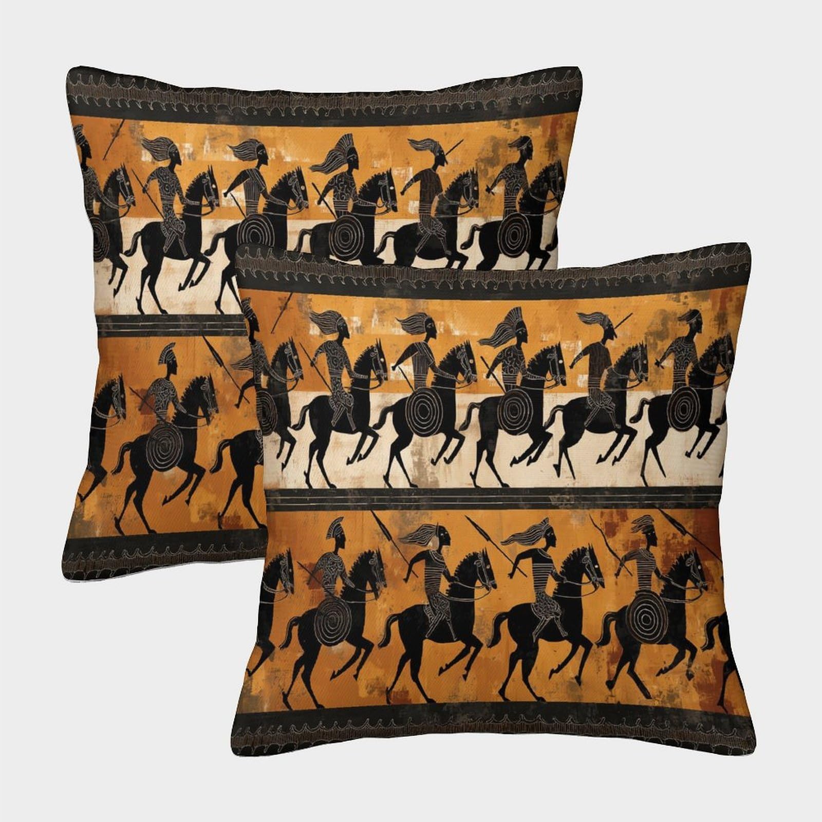 kaiyun 2 Pack Ancient Greek Warriors in Formation Luxury Digital Printed Soft 3D Themed Square Cushion Cover 40x40cm