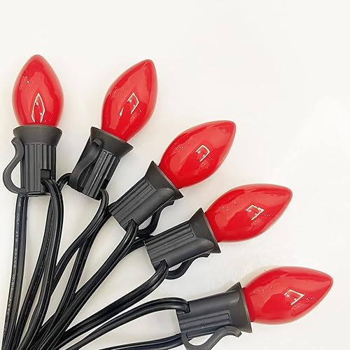 Miniatura 4 de SUNSGNE C7 Bombillas de luz nocturna de repuesto rojas de Navidad, bombillas de base de candelabro E12 de 5 W, ideales para luces nocturnas