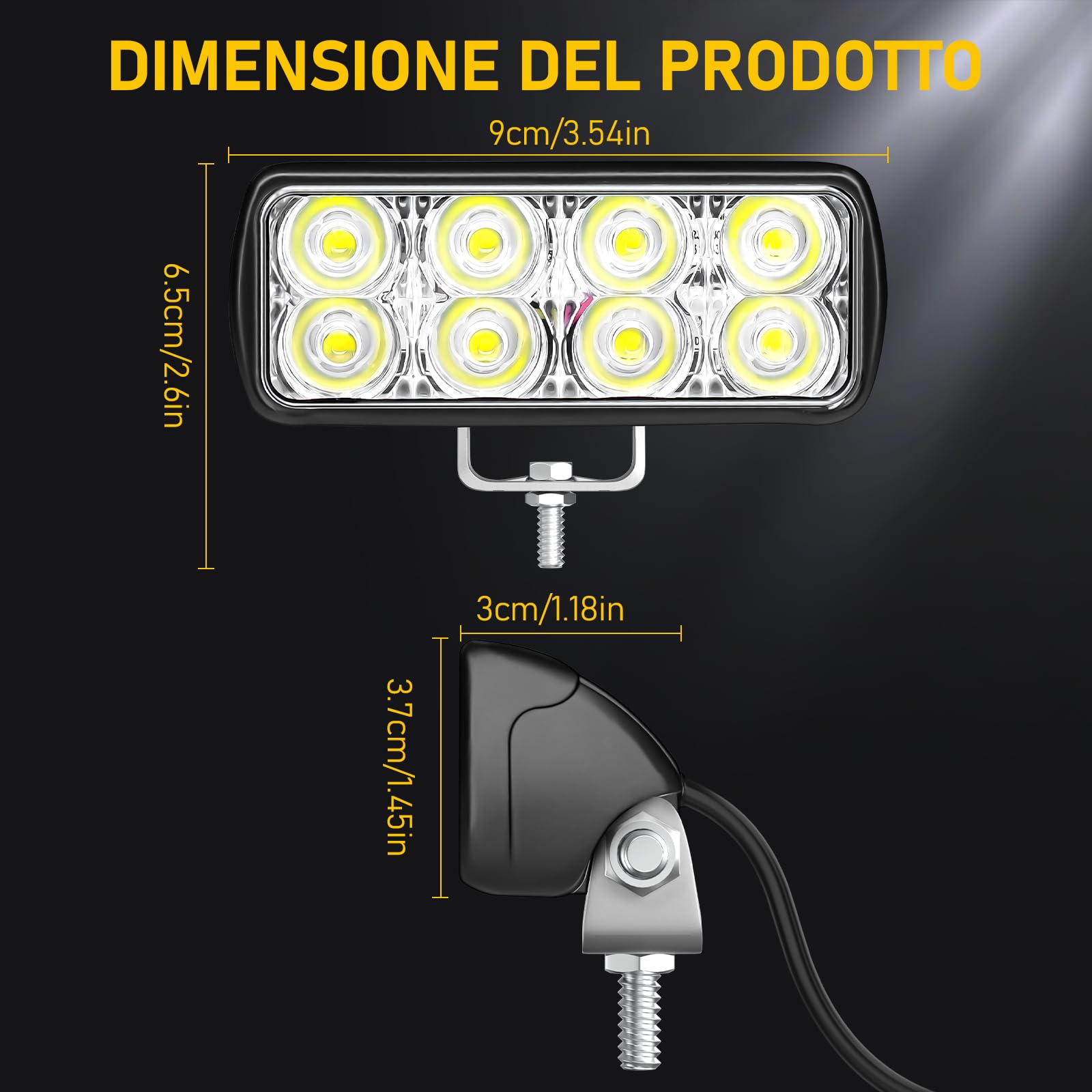 antom Faro da Lavoro LED 4X24W Mini barra led 12v luminosa faro 12v 24V IP67 impermeabile luce di retromarcia faro ausiliario auto per escavatore trattori trattori ATV camion