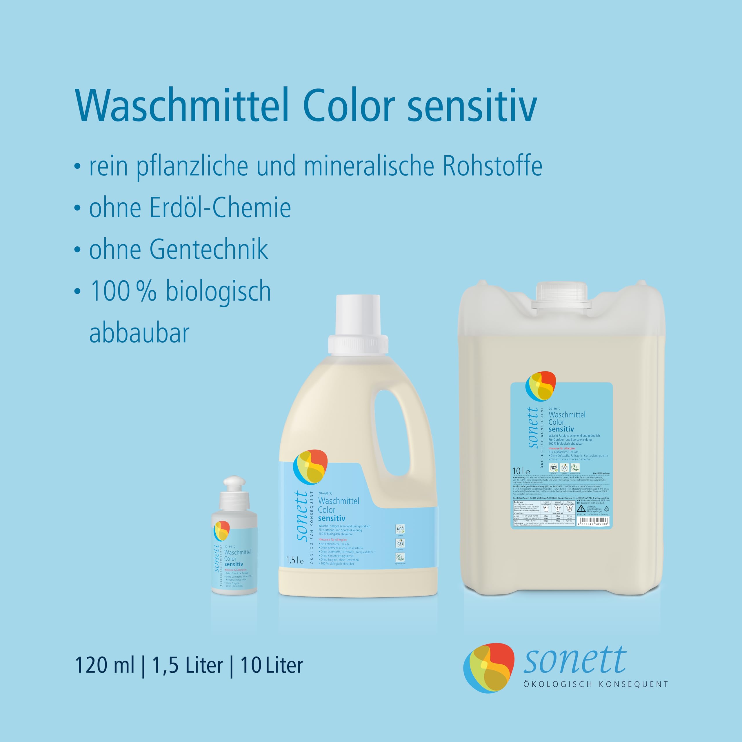 Sonett Waschmittel Color sensitiv, 10 Liter