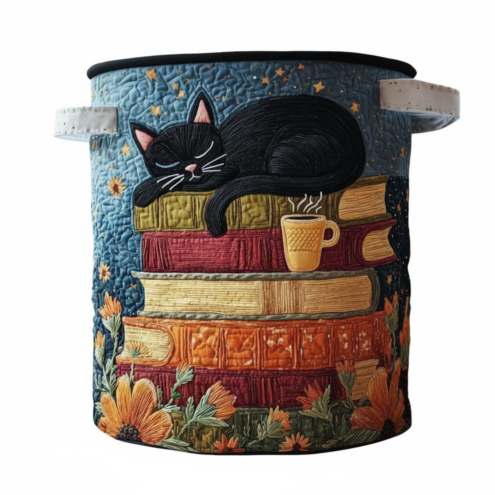 Panier linge sale motif chat multicolore abstrait et grand sac de rangement contemporain
