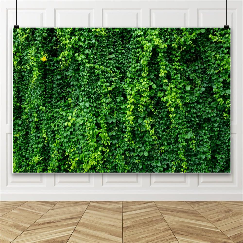 Leowefowa 10x8ft Nature Green Leaves Wall Backdrop Spring Greenery Lawn Wedding Photo Photography Background for Newborn Baby Shower Kids Birthday