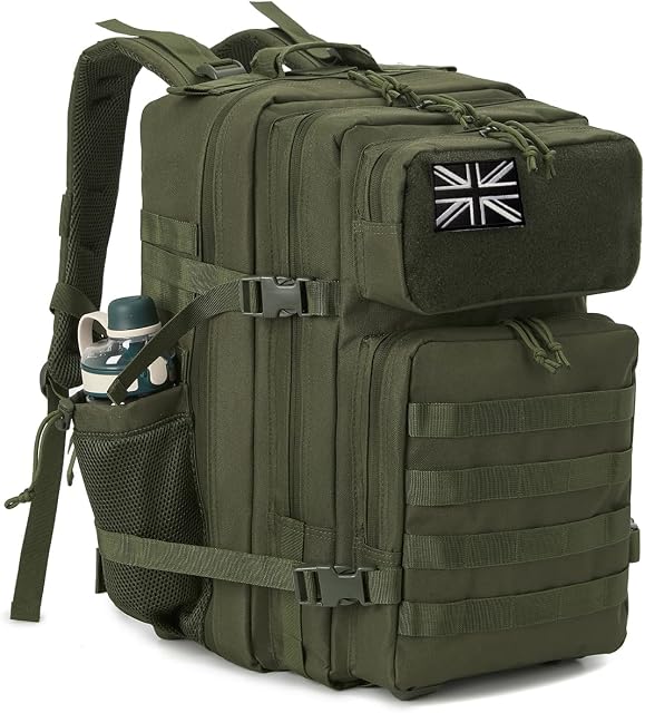 QT&QY Military Tactical Backpacks For Men Army Molle Daypack 45L Lage 3 Day Bug Out Bag Camping Hiking Rucksack With Bottle Holder
