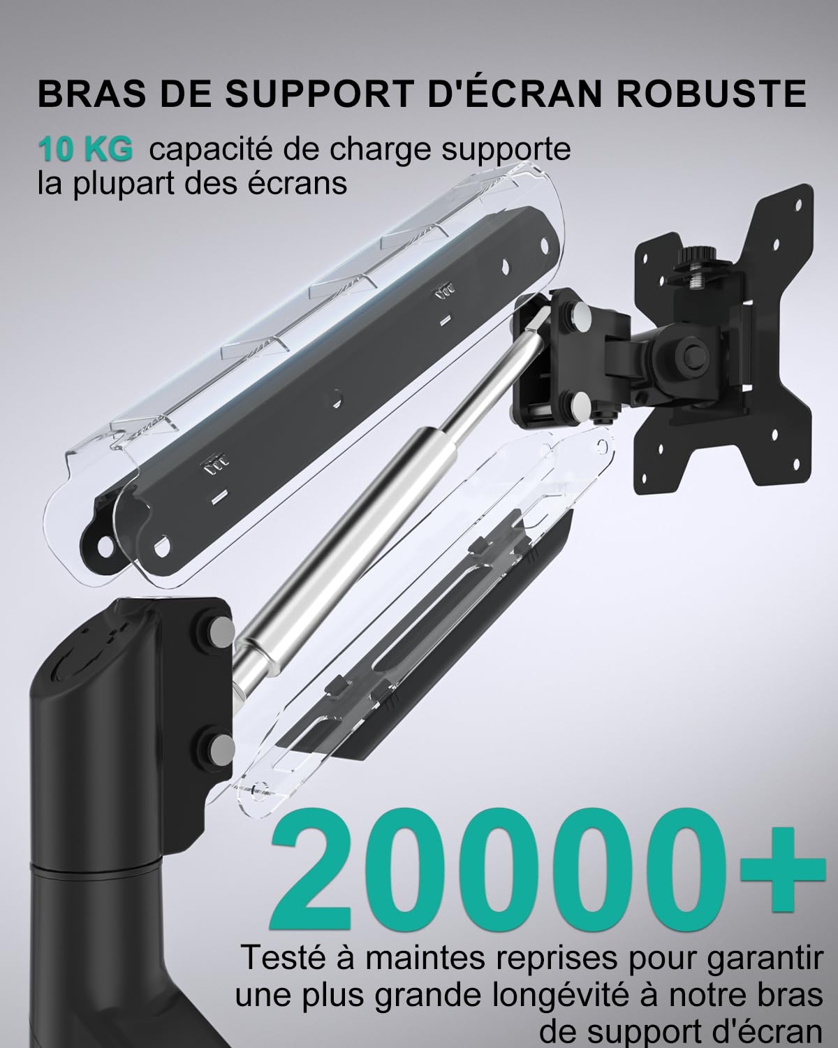 WALI Support Mural Ecran PC pour Écrans LED/LCD/TV 17-32 Pouces,Réglable Pivotant Inclinable,Charge 10 kg, Extension 49 cm,VESA 75/100 mm (GSWM001),Noir