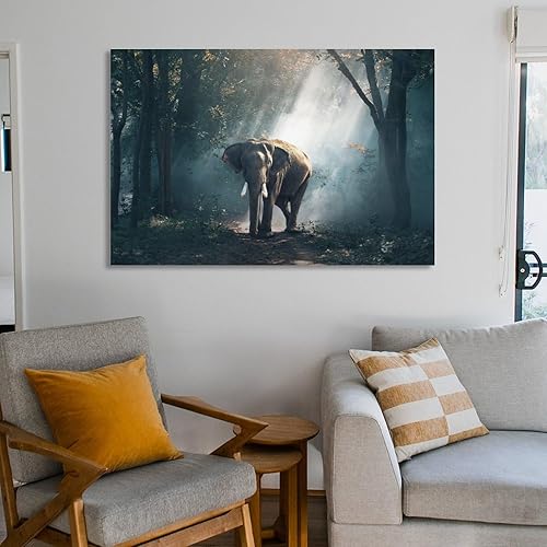 Miniatura 6 de Campwind Póster de lona de jardín de bosque de elefantes, decoración de dormitorio, paisaje deportivo, oficina, habitación, regalo, 16 x 24 pulgadas