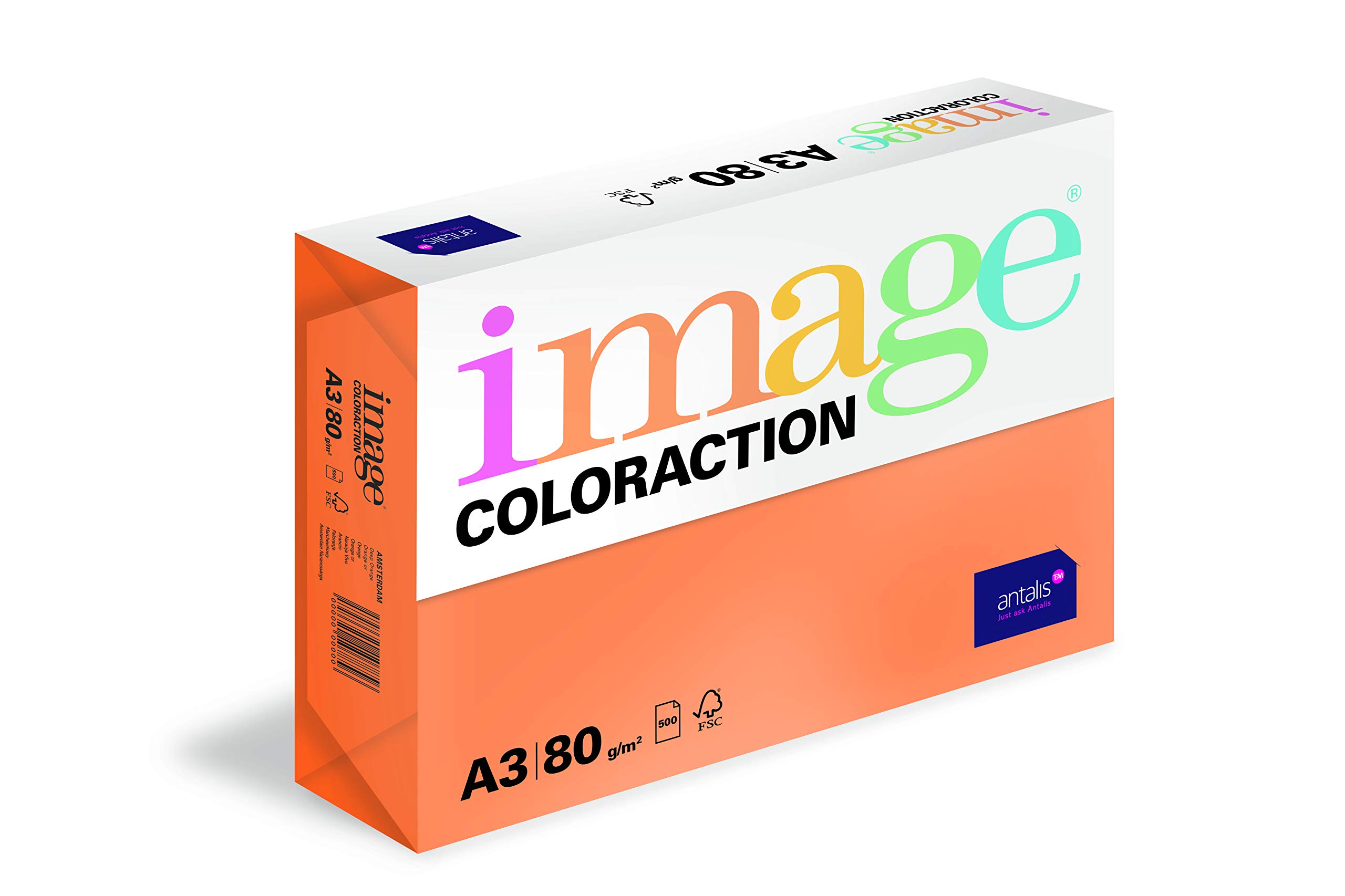 Image Coloraction - kolorowy papier do kopiowania Amsterdam/pomarańczowy 80 g/m² A3 - paczka po 500 arkuszy