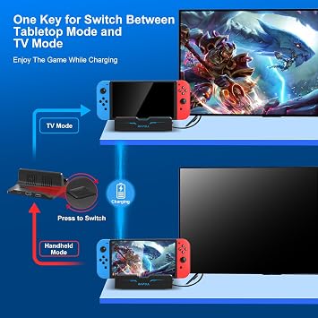 rapell Anahtar/Anahtar OLED için Yerleştirme İstasyonu, Şarj İstasyonu, 4K HDMI TV Adaptörü Şarj Cihazı Seti, Resmi Anahtar Yuvası ile Uyumlu (Siyah HDMI)