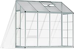 Palram - Canopia Hybrid Lean-to Greenhouse - 4&#39; x 8&#39; - Silver