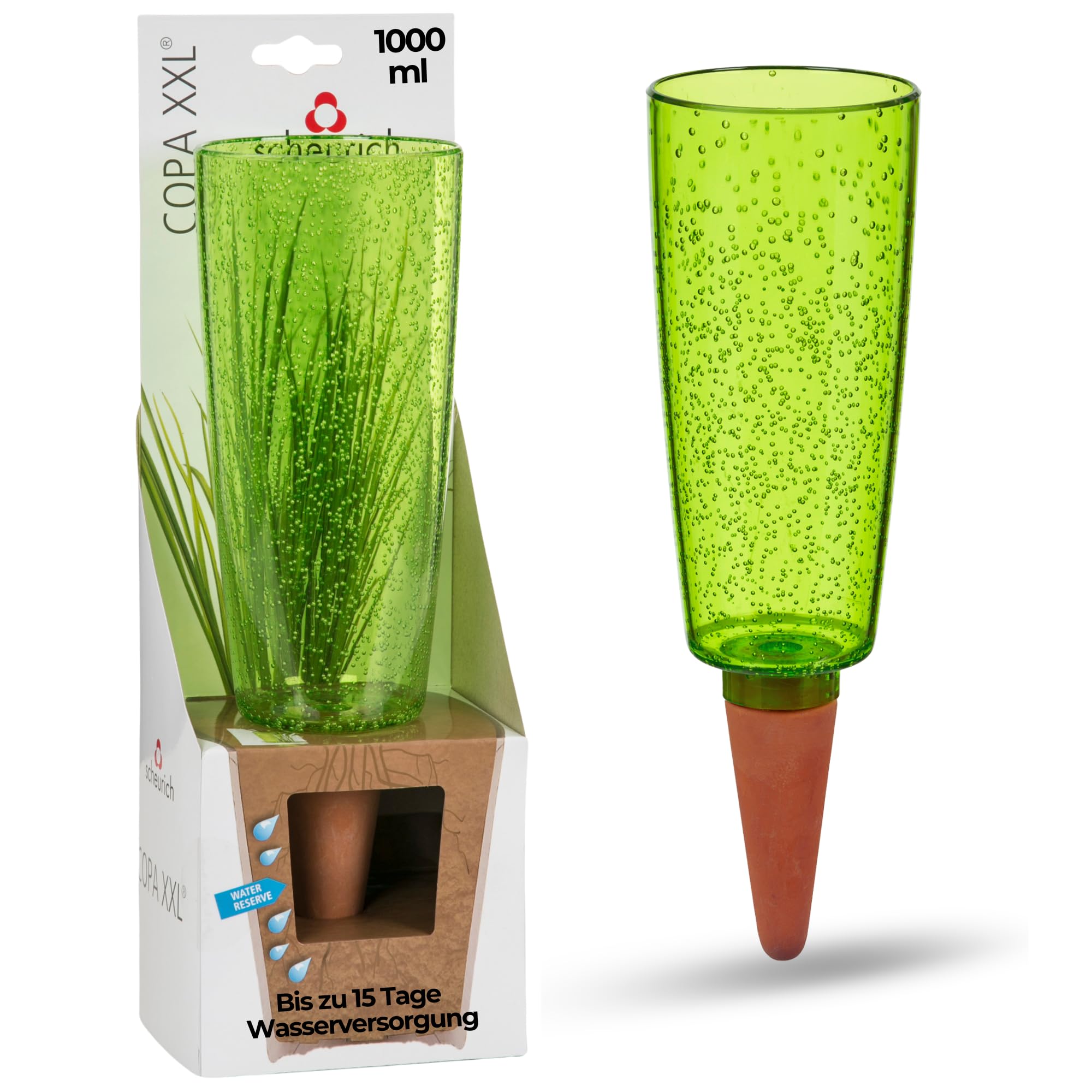 Scheurich Copa XL, Wasserspeicher aus Kunststoff, Farbe: Copa XL, Transparent/Clear, 7,75 cm Durchmesser, 24 cm hoch, 0,5 l Vol.