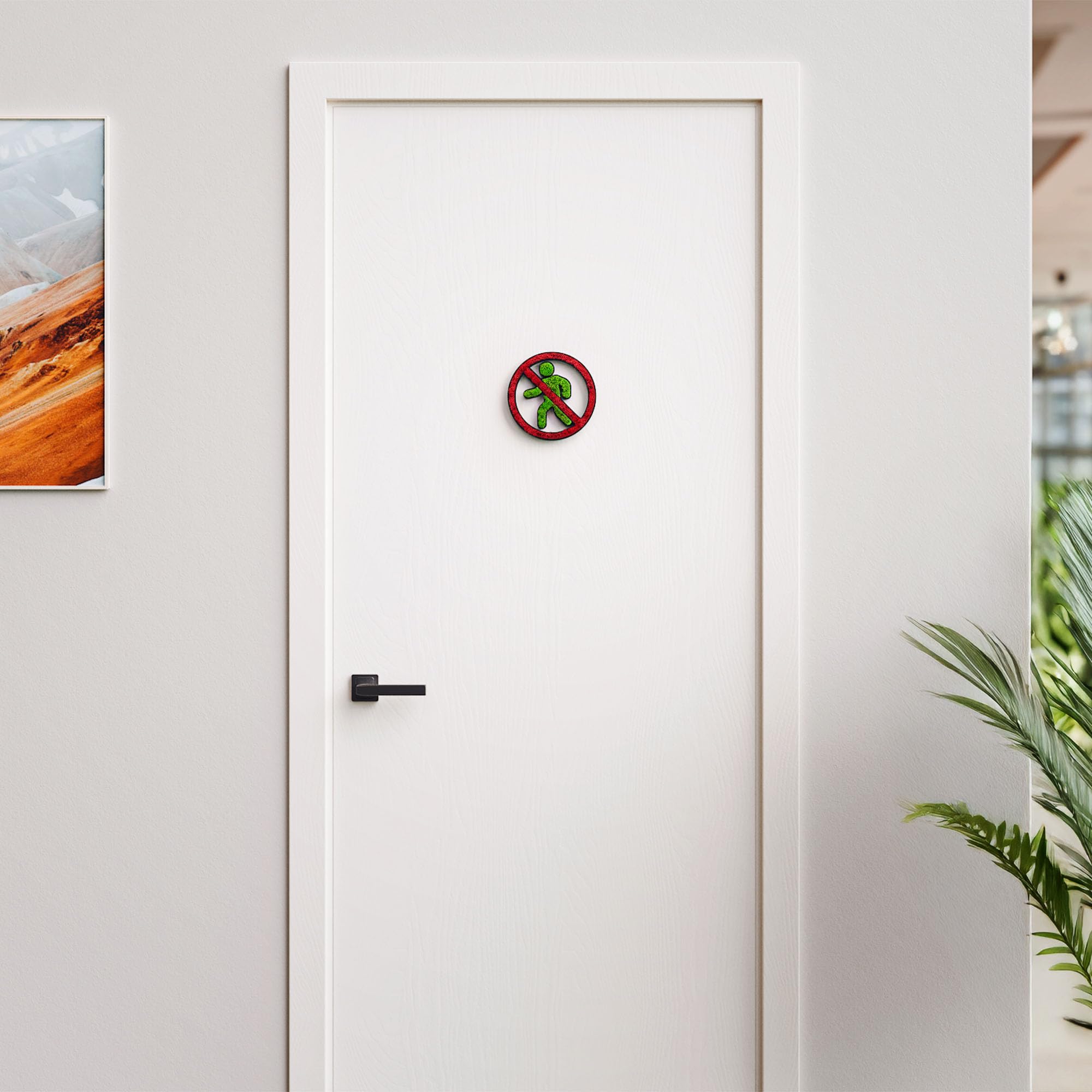 Natürliches Moos Türschild Selbstklebend Praxis Schild | Moosbild Deko für Privat Schwarz | Nachhaltige Wanddeko für Innen