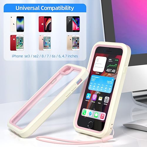 Miniatura 2 de WXR Funda para iPhone SE 20222020, iPhone 876S6, parachoques de silicona suave y parte trasera e interior de policarbonato duro transparente, funda