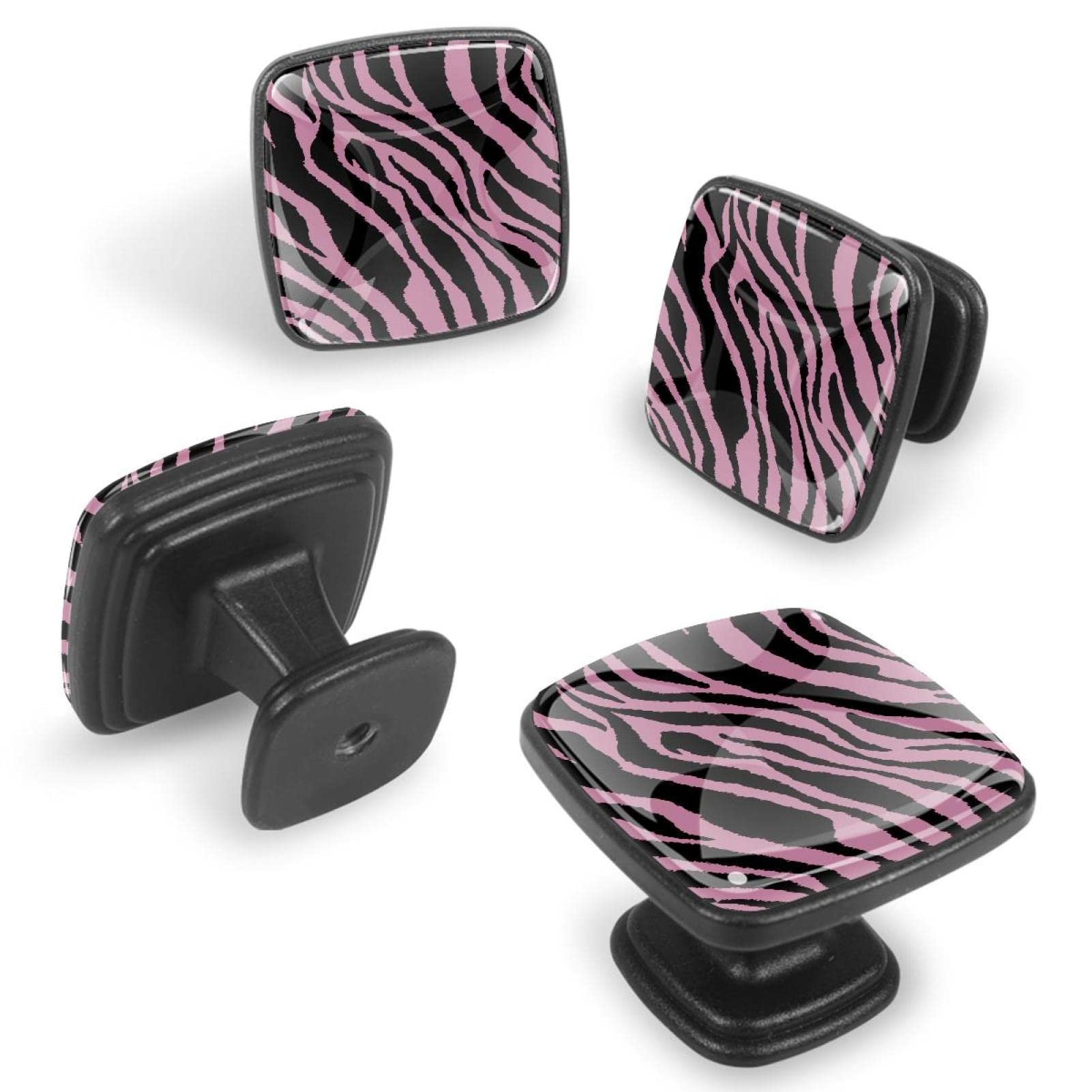 Boutons de quincaillerie d'armoire zèbre rose pour tiroirs | Lot de 12