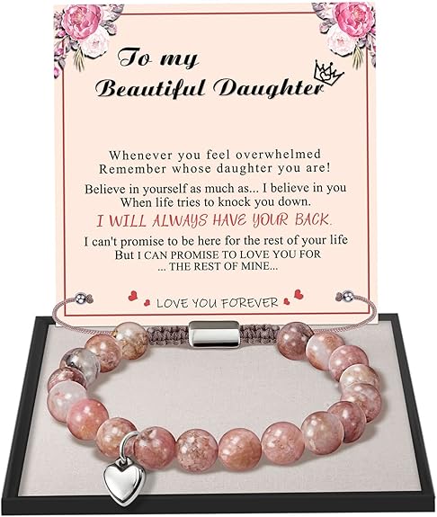 Stocking Stuffers for Teens, Christmas Gifts for Mom from Daughter Beaded Bracelets for Women Teen Girl Gifts Adjustable Charm Link Bead Birthday Graduation Gift for Her Girlfriend Sister