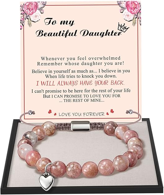 Stocking Stuffers for Teens, Christmas Gifts for Mom from Daughter Beaded Bracelets for Women Teen Girl Gifts Adjustable Charm Link Bead Birthday Graduation Gift for Her Girlfriend Sister