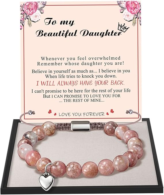 Stocking Stuffers for Teens, Christmas Gifts for Mom from Daughter Beaded Bracelets for Women Teen Girl Gifts Adjustable Charm Link Bead Birthday Graduation Gift for Her Girlfriend Sister