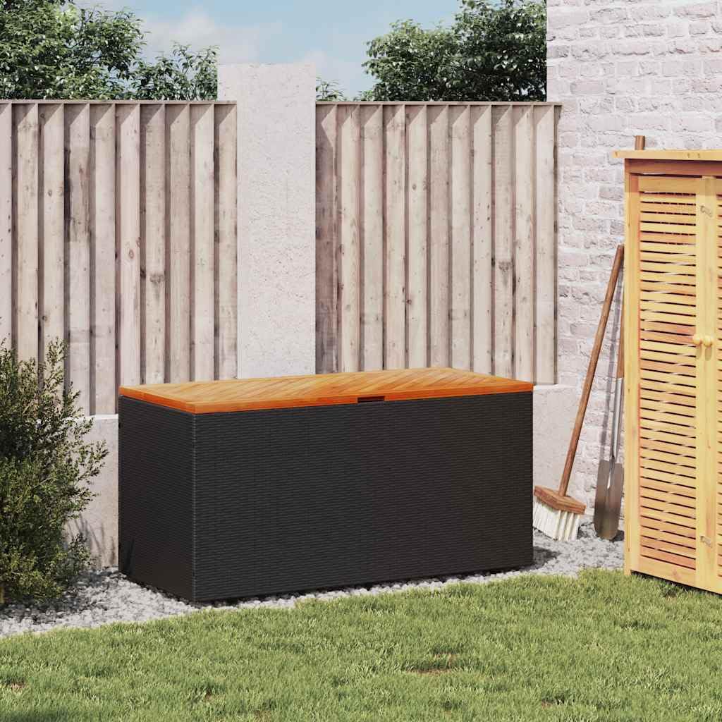 Cassapanca da Giardino, Cassapanca con Cuscino, Scatola da Giardino con Spazio di Stoccaggio, Scatola per Cuscino/Portaoggetti, Armadietto Portaoggetti, Polyrattan, Legno di (110×50×54 cm)